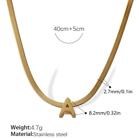 Collana con ciondolo color oro impermeabile in acciaio inossidabile con lettera giornaliera da 1 pezzo