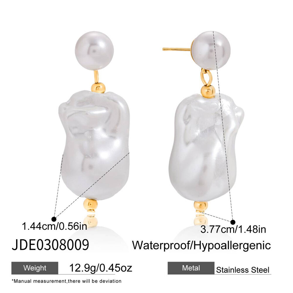 1 Pair Elegant Irregular Shape Stainless Steel Waterproof Gold Color Women's Drop Earrings Picture2