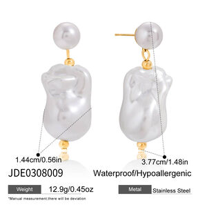 1 Pair Elegant Irregular Shape Stainless Steel Waterproof Gold Color Women's Drop Earrings h5 Picture2