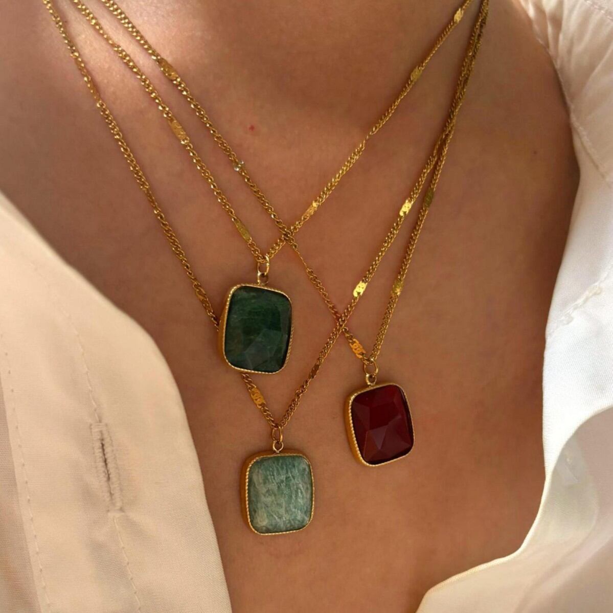 1 Piece Natural Stone Stainless Steel Pendant Necklace h5 Picture3