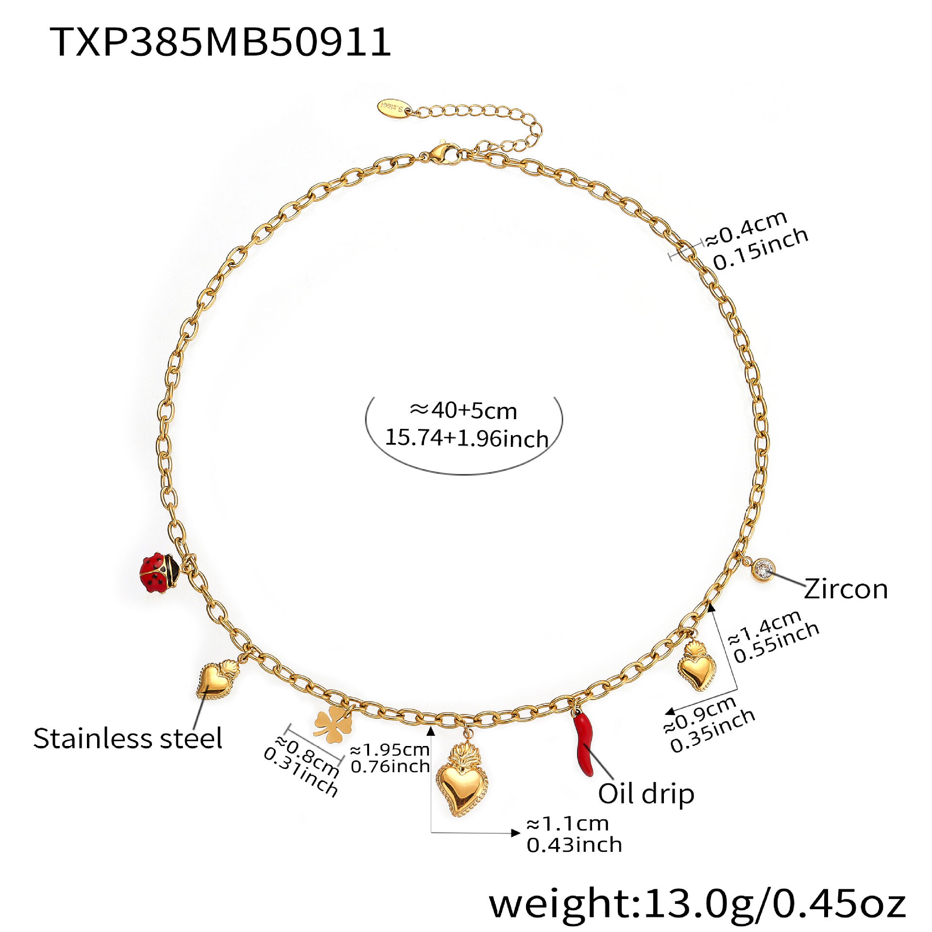 Luxurious Heart&Chili Stainless Steel Waterproof Gold Color Women's Jewelry Sets