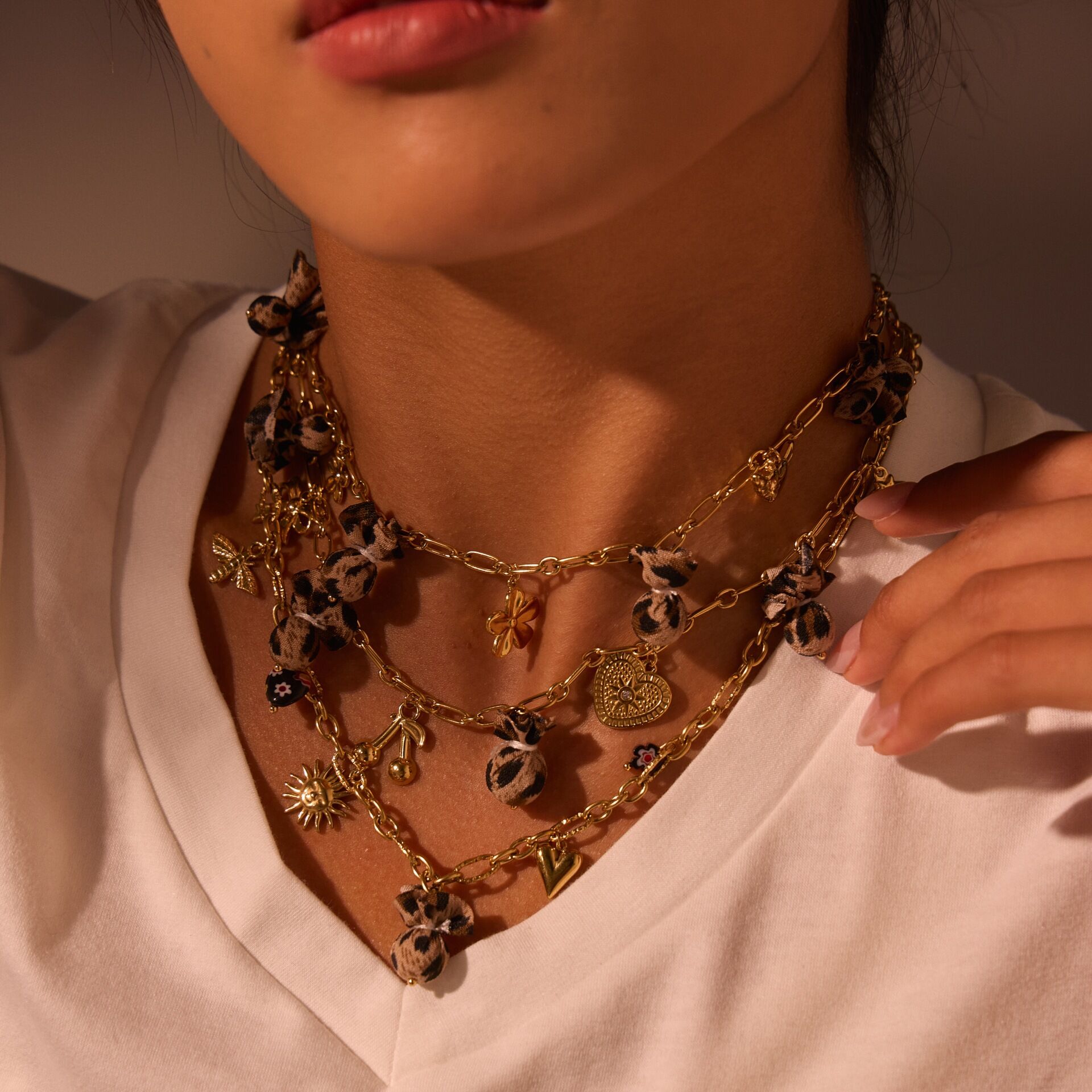 1 Piece  Irregular Shape Heart Leopard Print Stainless Steel Waterproof  Women's Pendant Necklaces 2