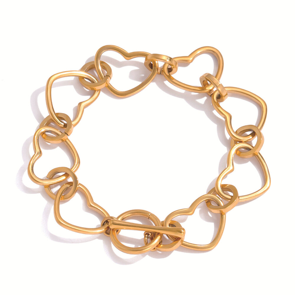 1 Piece Simple Heart Stainless Steel Waterproof Gold Color Women's Chain Bracelets