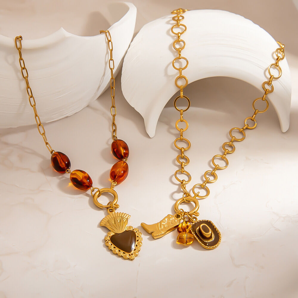 1 Piece Ethnic  DIY Heart Stainless Steel Waterproof Women's Pendant Necklaces 2