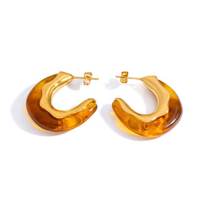 1 Paar schlichte, wasserfeste Damen-Ohrstecker aus Edelstahl in Goldfarbe h5