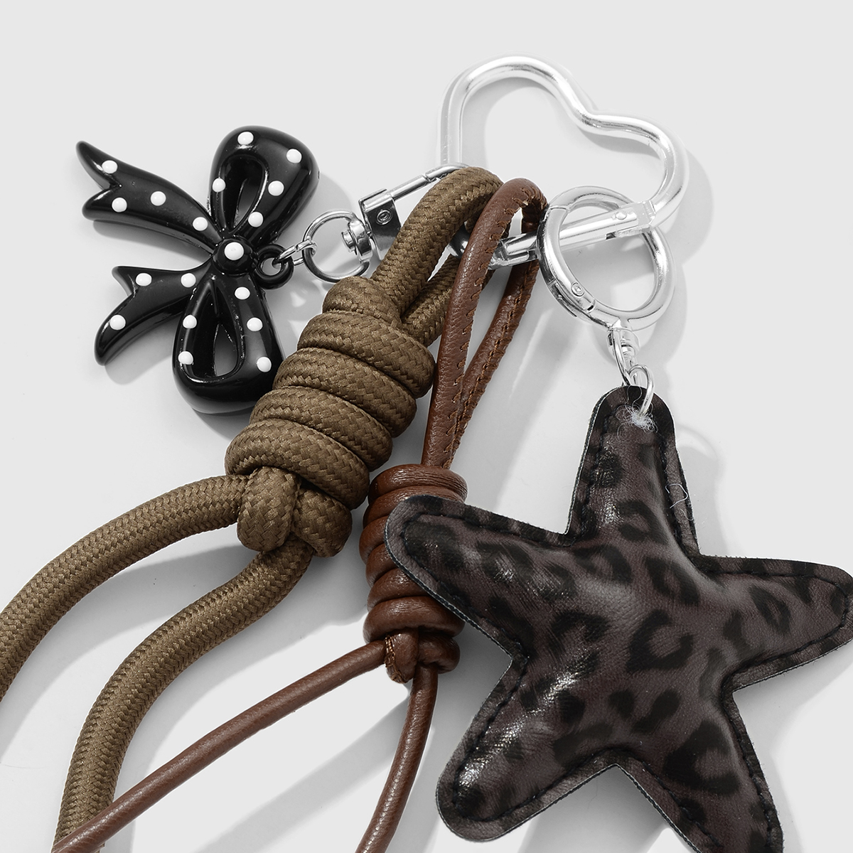 1 Piece Bow Knot Leather Leopard Print Star Bag Charm h5 Picture4