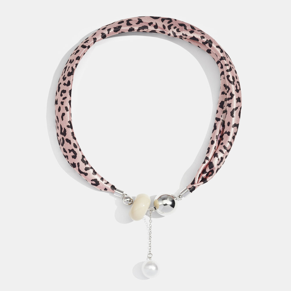 1 Piece Retro Leopard Fabric Pendant Necklace