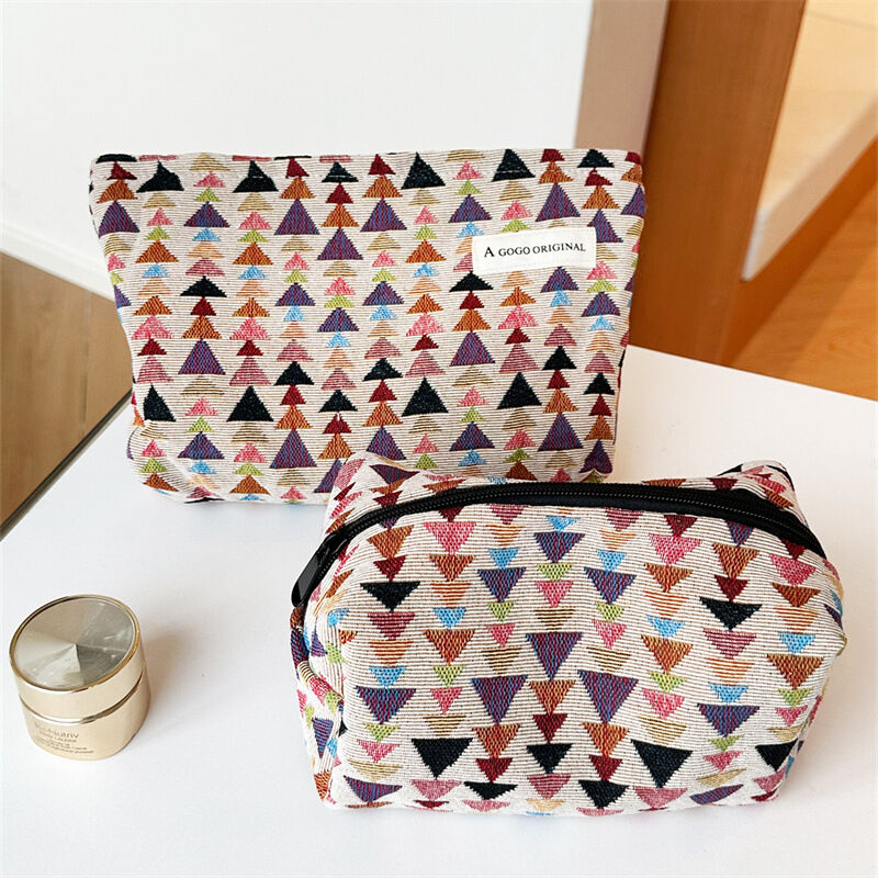 1 Piece Simple Series Retro Plaid Mixed Color Polyester Women's Makeup Bags h5Picture3