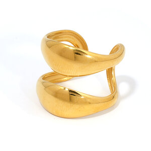 1 Piece Simple Daily Irregular Shape Stainless Steel Waterproof Gold Color Women's Statement Rings h5