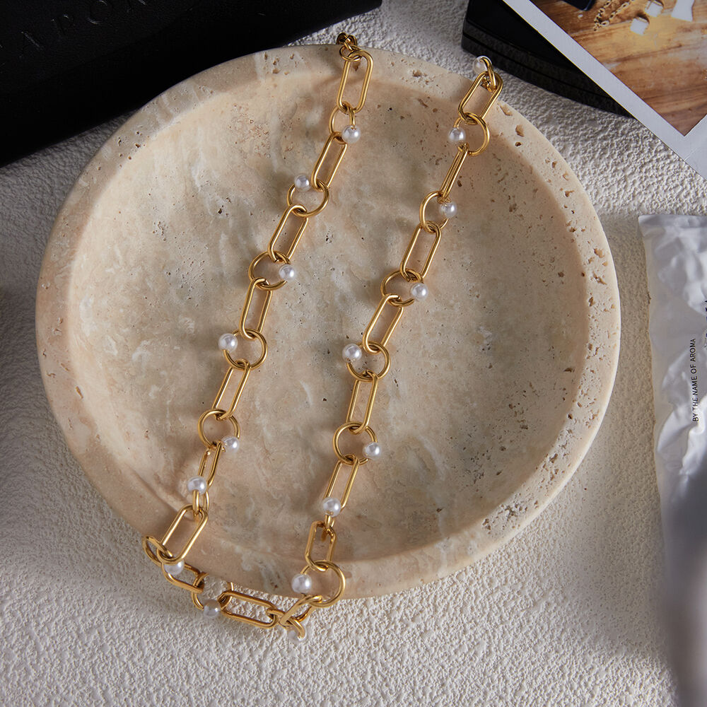 1 Piece Elegant Circle Stainless Steel Waterproof Gold Color Women's Chain Necklaces Picture6