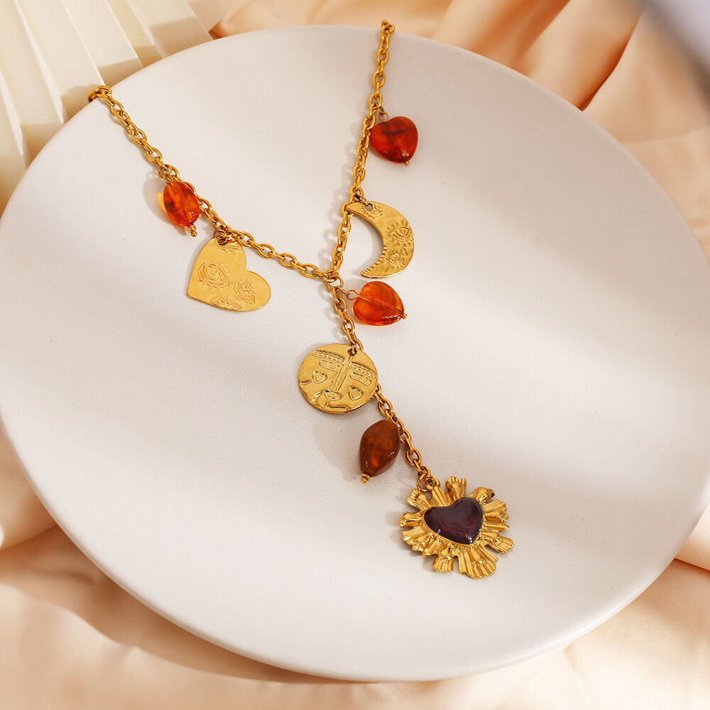 1 Piece Ethnic  Daily Heart Circle Stainless Steel Waterproof Women's Pendant Necklaces Picture3