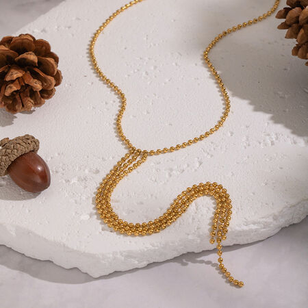 1 Piece Y-shaped Tassel Beads Pendant Necklace