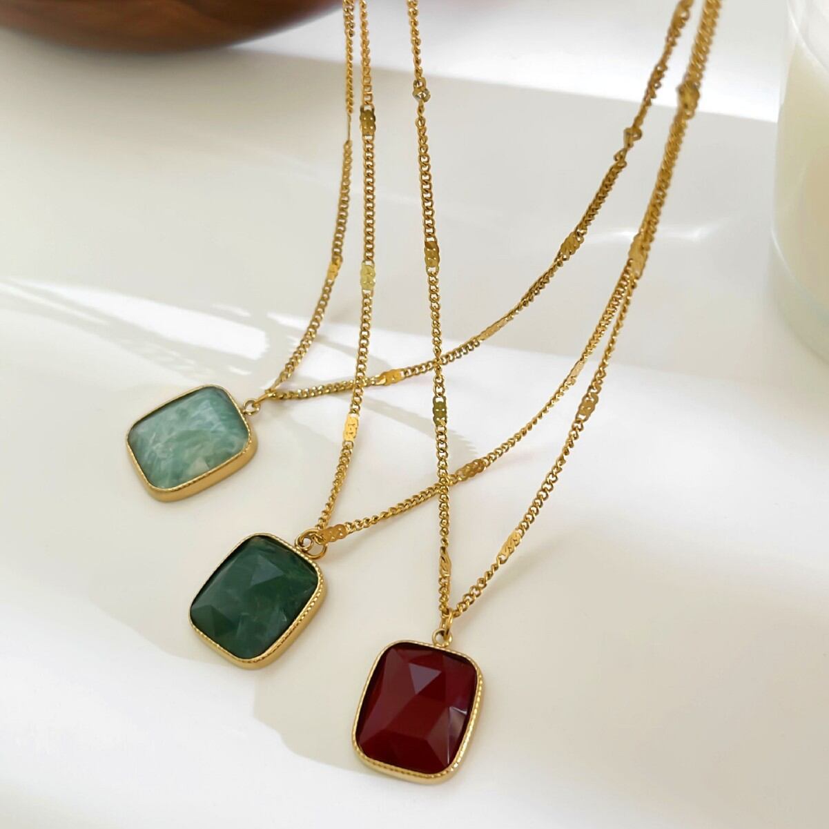 1 Piece Natural Stone Stainless Steel Pendant Necklace h5 Picture4