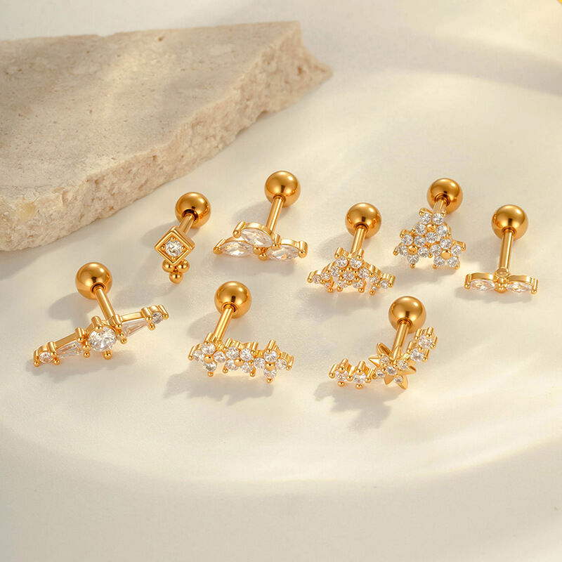 1 pezzo delicato fiore color rame oro zircone orecchini da donna piercing h5 Immagine4
