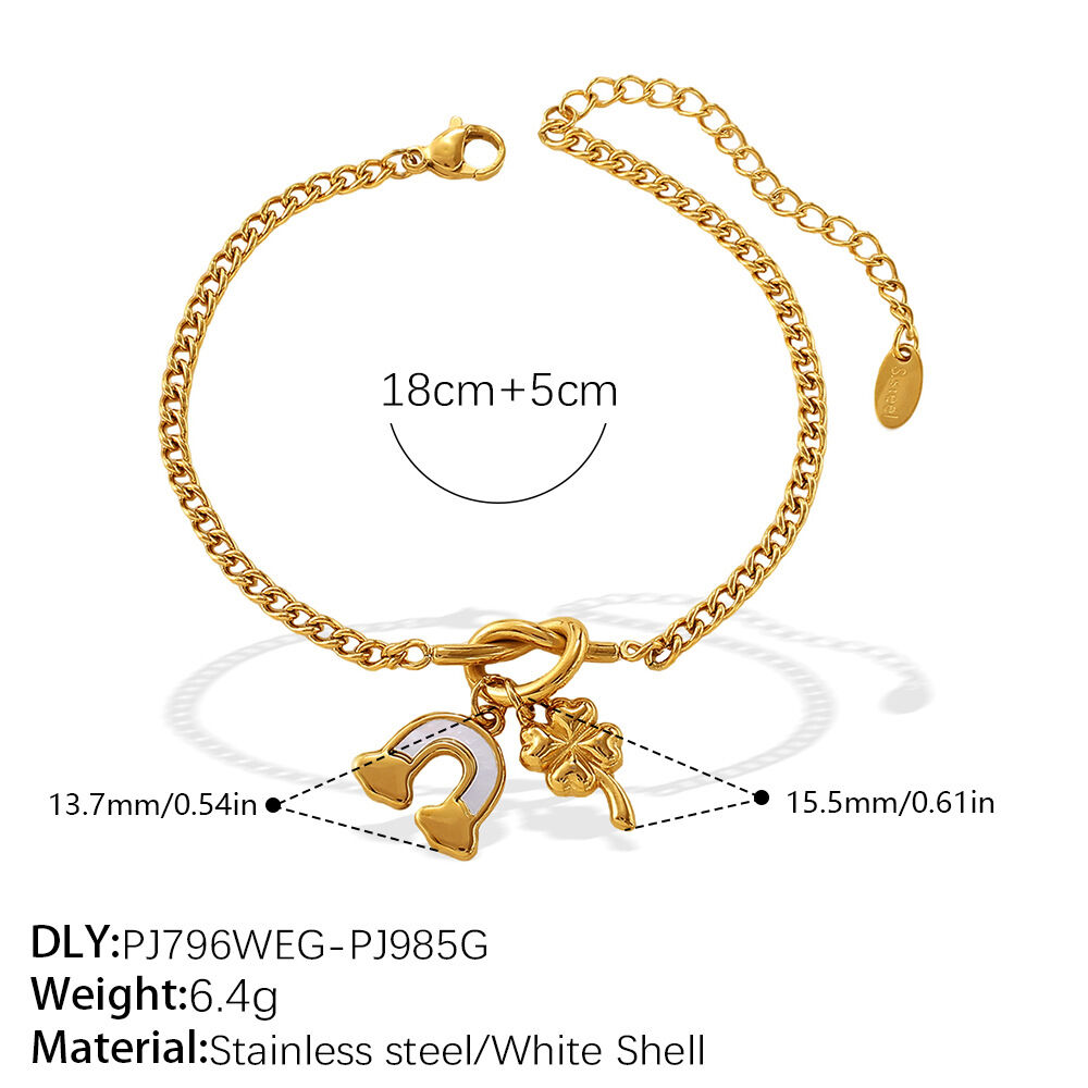 1 pulsera de acero inoxidable resistente al agua de color dorado con dijes DIY h5 