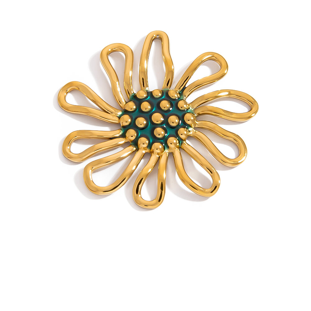 1 Piece Romantic Flower Stainless Steel Waterproof Gold Color DIY Pendant