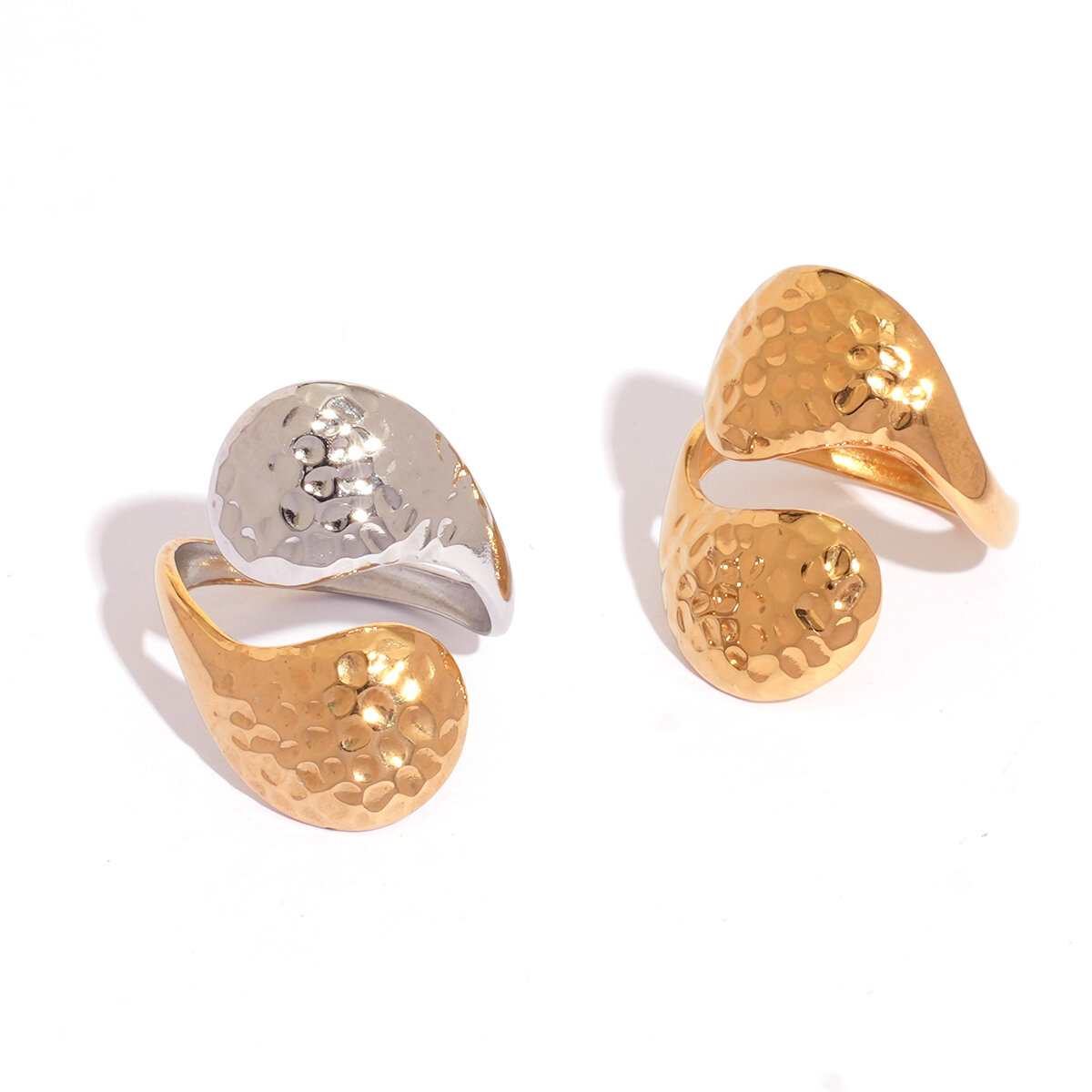 1 Piece Simple Irregular Shape Hammer Pattern Stainless Steel Waterproof  Women’s Statement Rings h5 Picture5