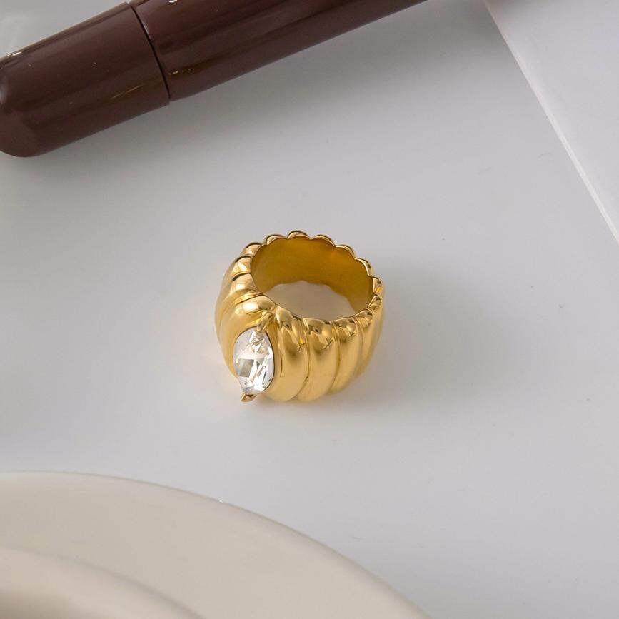 1 Stück luxuriöser, wasserdichter Statement-Ring aus Edelstahl in Goldfarbe h5Bild6