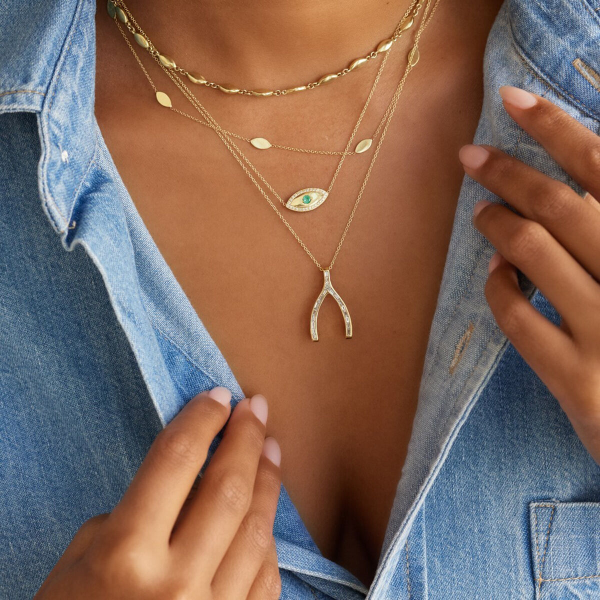 1 Piece Classic Irregular Shape Stainless Steel Waterproof Gold Color Zircon Women's Pendant Necklaces h5 Picture3