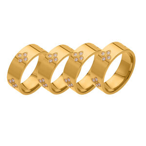 1 Piece Delicate Flower Stainless Steel Waterproof Gold Color Zircon Women's Gemstone Rings h5 Picture8