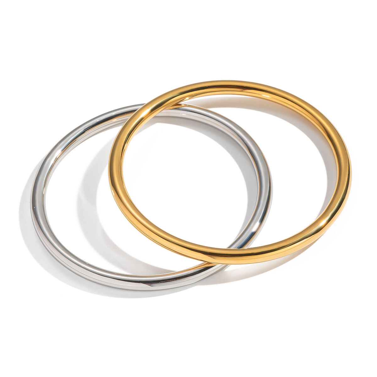1 Piece Casual Circle Stainless Steel Waterproof Gold Color Bangle Picture5
