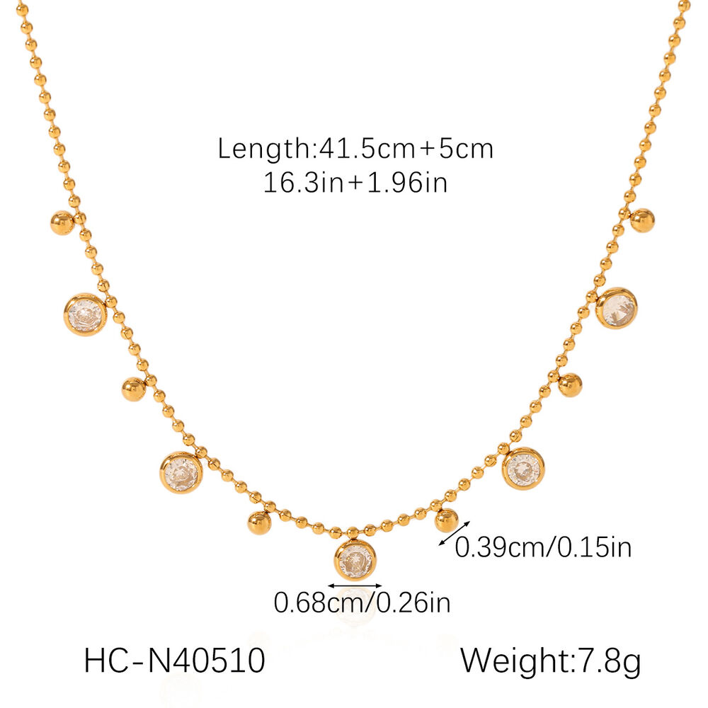 1 Piece Luxurious Circle Stainless Steel Waterproof Gold Color Zircon Women's Pendant Necklaces Picture2