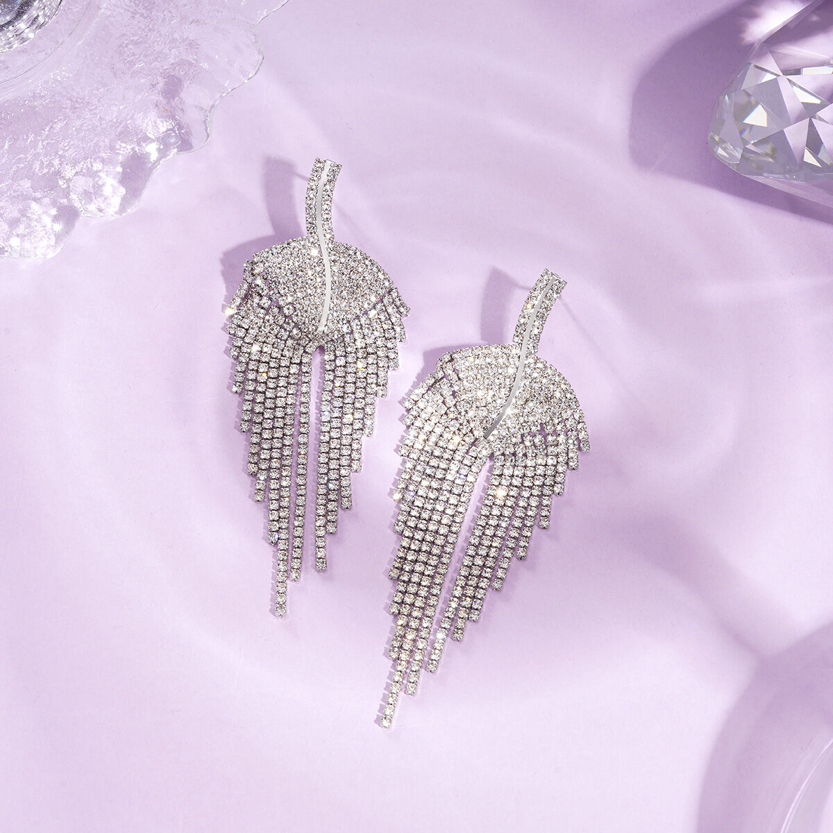 1 Pair Festive Series Tassel Leaf Copper Party Earrings h5Picture2