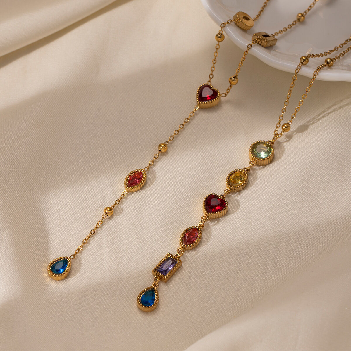 1 Piece Simple Stainless Steel Waterproof Zircon Pendant Necklace 2
