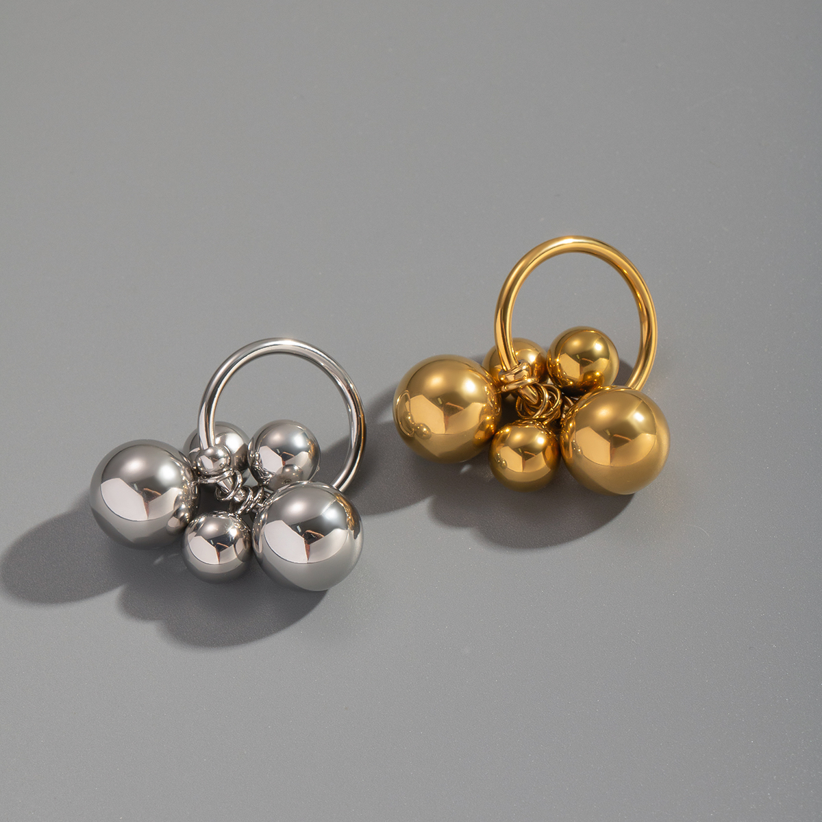 1 Piece Beads Stainless Steel Waterproof Gold Color Statement Ring