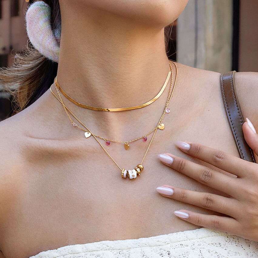 1 Piece Exquisite Classic Circle Stainless Steel Waterproof Gold Color Zircon Women's Pendant Necklaces Picture3