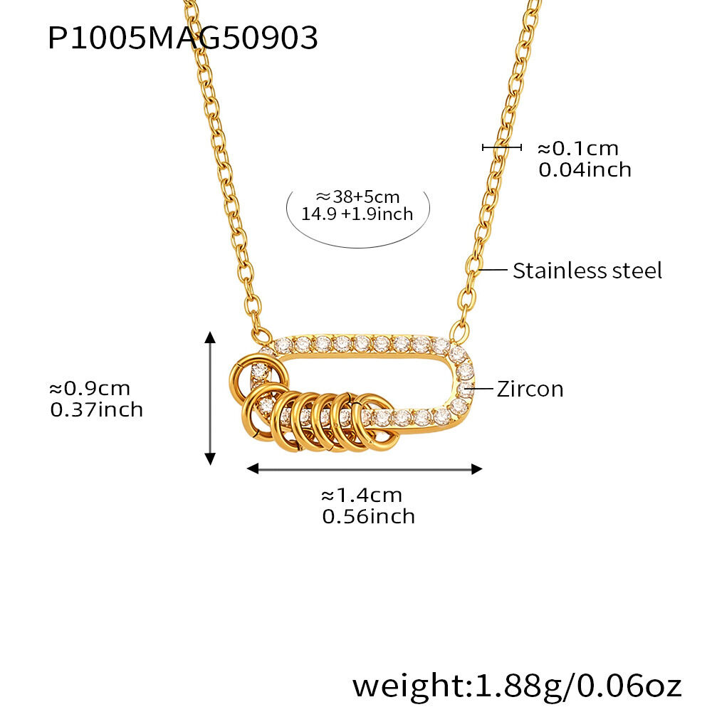 P1005-Gold Roman Ring Necklace 38+5Cm Picture3
