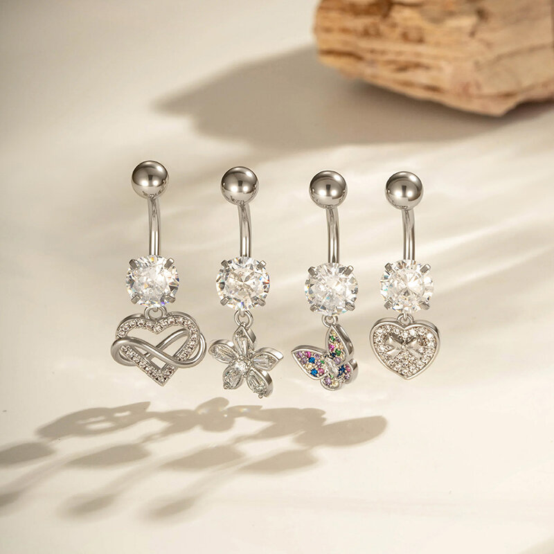 Piercing all'ombelico in zircone di rame a forma di farfalla, 1 pezzo