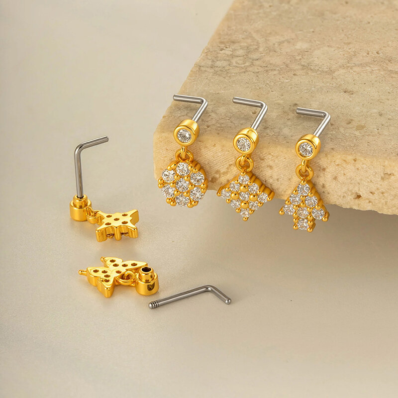1 piercing para la nariz con circonita color cobre y dorado. h5 Imagen3
