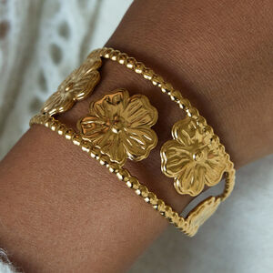 1 Piece Shinning Dove Stainless Steel Waterproof Gold Color Women's Cuff Bracelets h5 Picture6