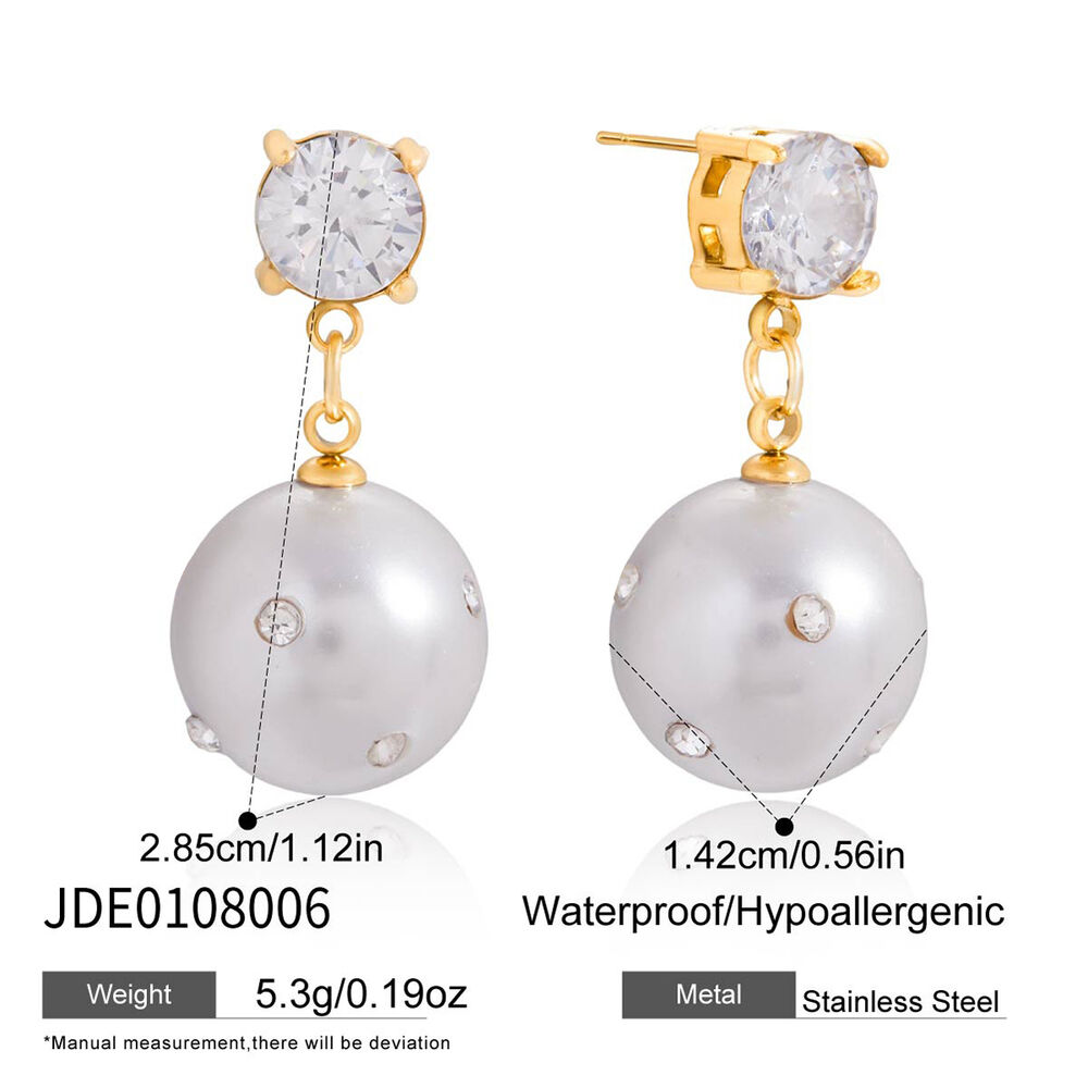 1 Paar elegante, runde, wasserfeste Ohrhänger aus Edelstahl in Goldfarbe für Damen Bild2