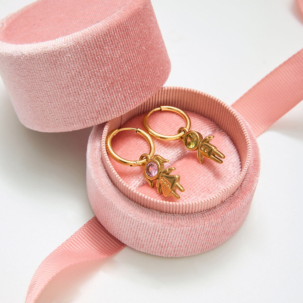 1 Pair Romantic Children Stainless Steel Waterproof Gold Color Zircon Women's Drop Earrings h5Picture4