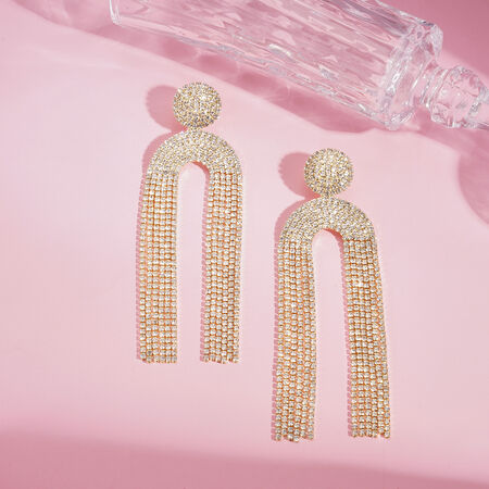 1 Pair Festive Series Irregular Shape Tassel Copper Party Earrings