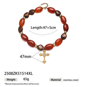 1 Piece Beads Acrylic Cross Shape Pendant Necklace h5
