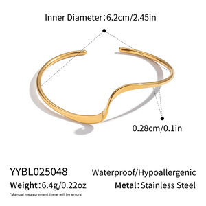 1 Piece Irregular Shape Stainless Steel Waterproof Gold Color Cuff Bracelet h5