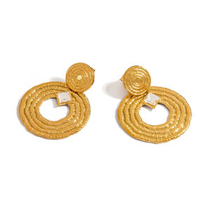 1 paire de boucles d'oreilles pendantes Punk Circle en acier inoxydable étanche couleur or h5 Image5