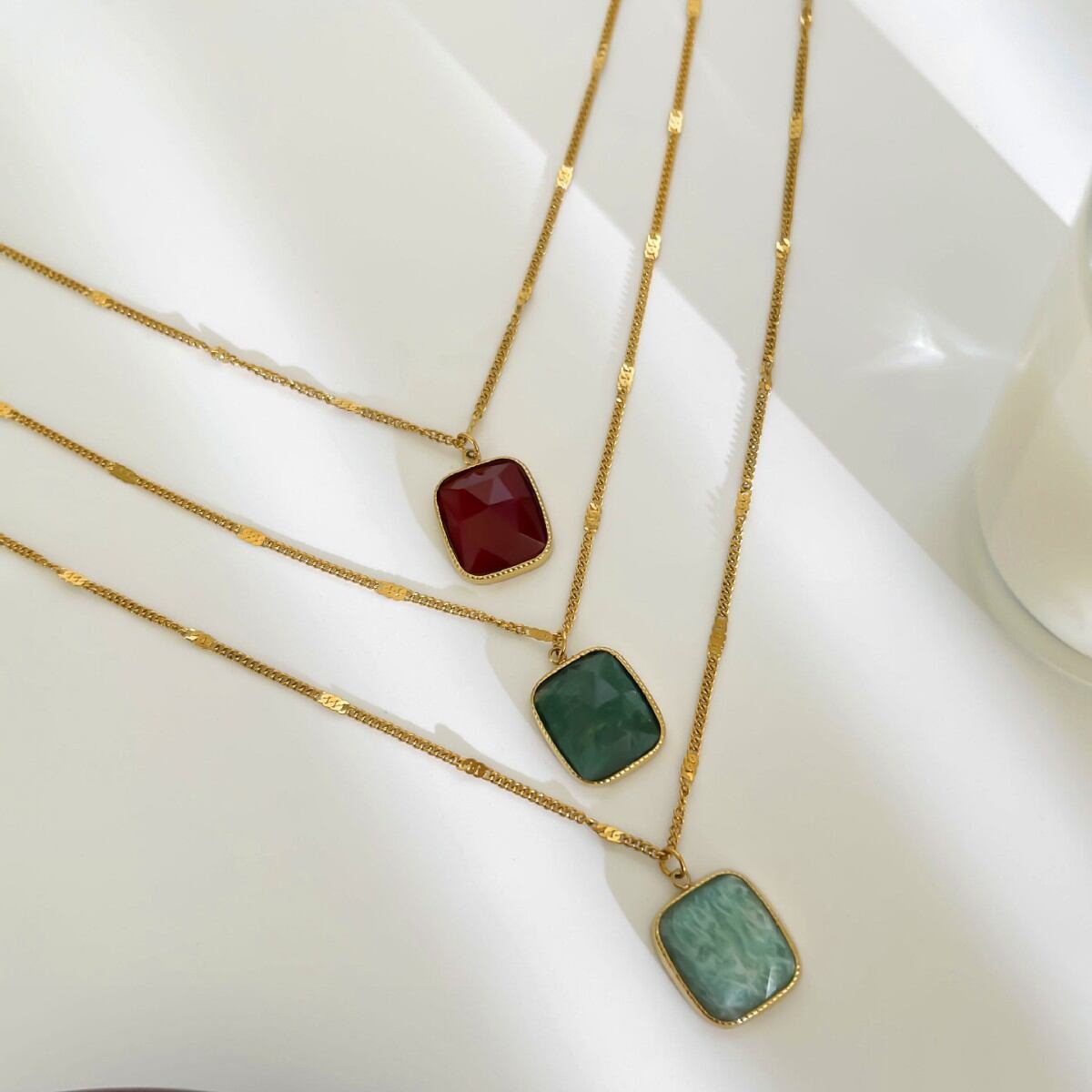1 Piece Natural Stone Stainless Steel Pendant Necklace h5 Picture5