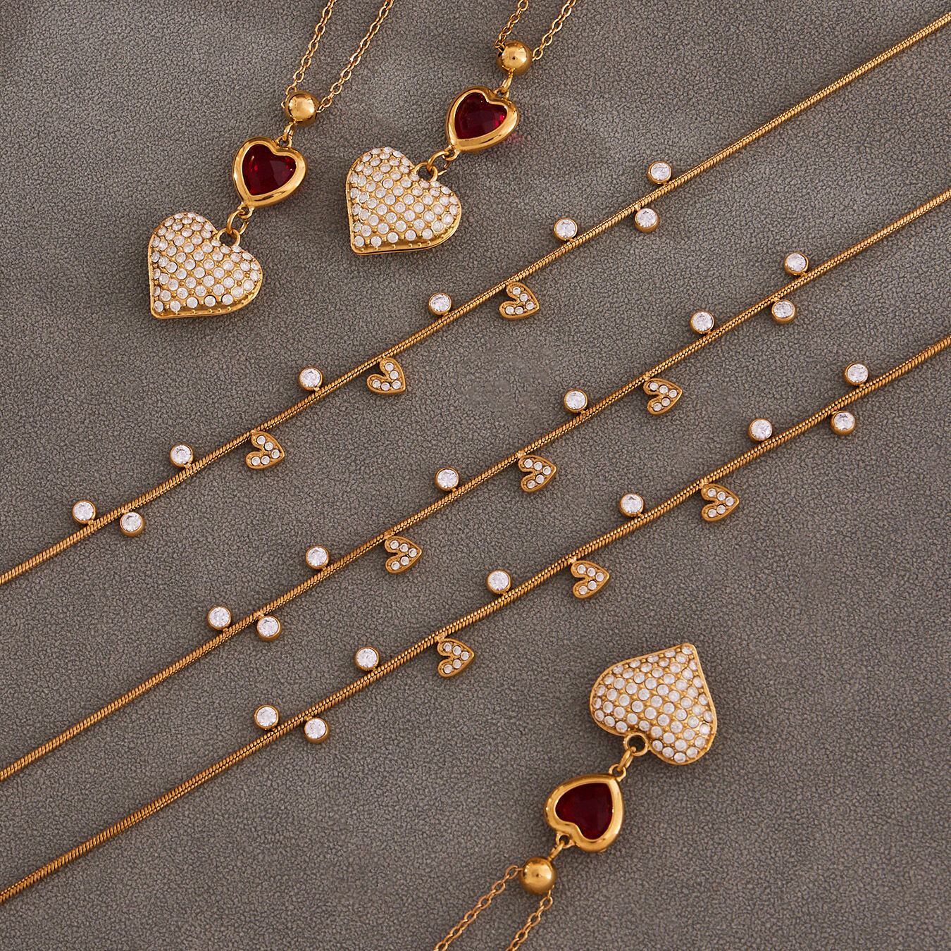 1 Piece Delicate Cute Heart Stainless Steel Waterproof Gold Color Zircon Women's Pendant Necklaces Picture4