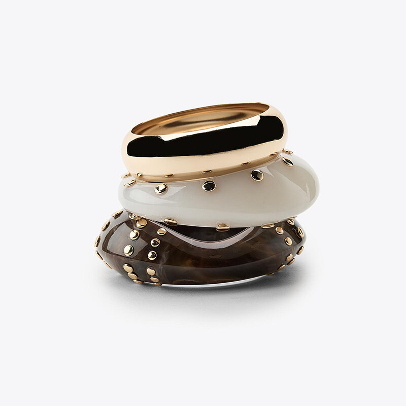 1 Piece Luxurious Retro Irregular Shape Resin Bangle h5 Picture3