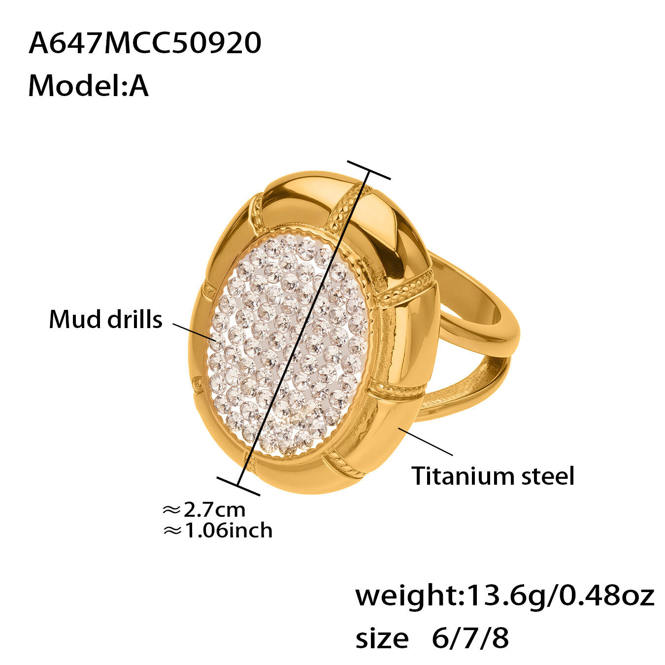 1 Piece Lustrous Clover Stainless Steel Waterproof Gold Color Statement Rings h5