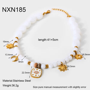 1 Piece Retro Devil's Eye Sun Beads Acrylic Gold Color Women's Pendant Necklaces h5