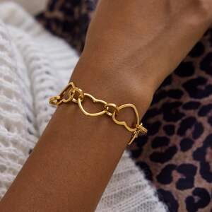 1 Piece Simple Heart Stainless Steel Waterproof Gold Color Women's Chain Bracelets h5 Picture3