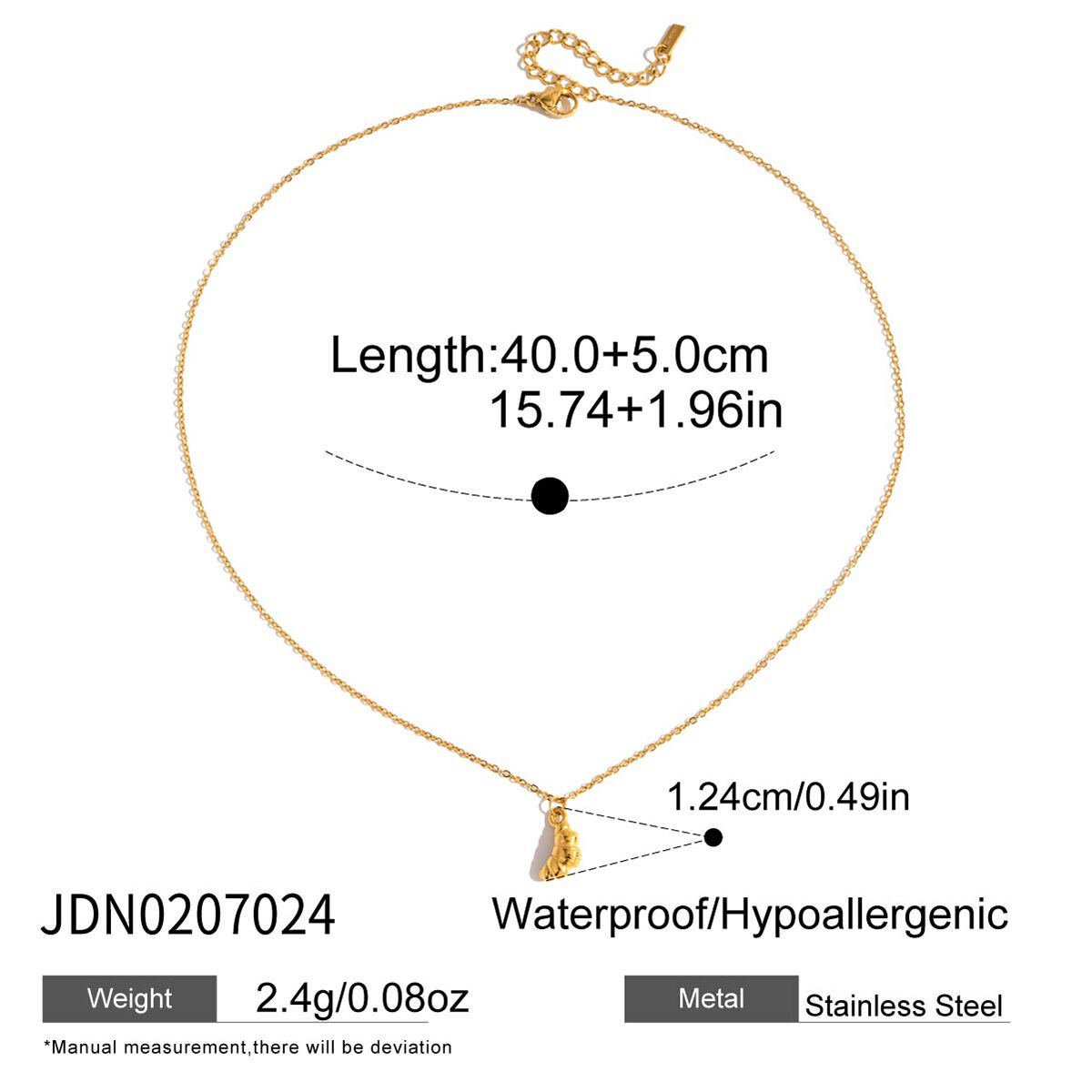 1 Piece Cute Croissant Stainless Steel Waterproof Gold Color Women's Pendant Necklaces Picture2