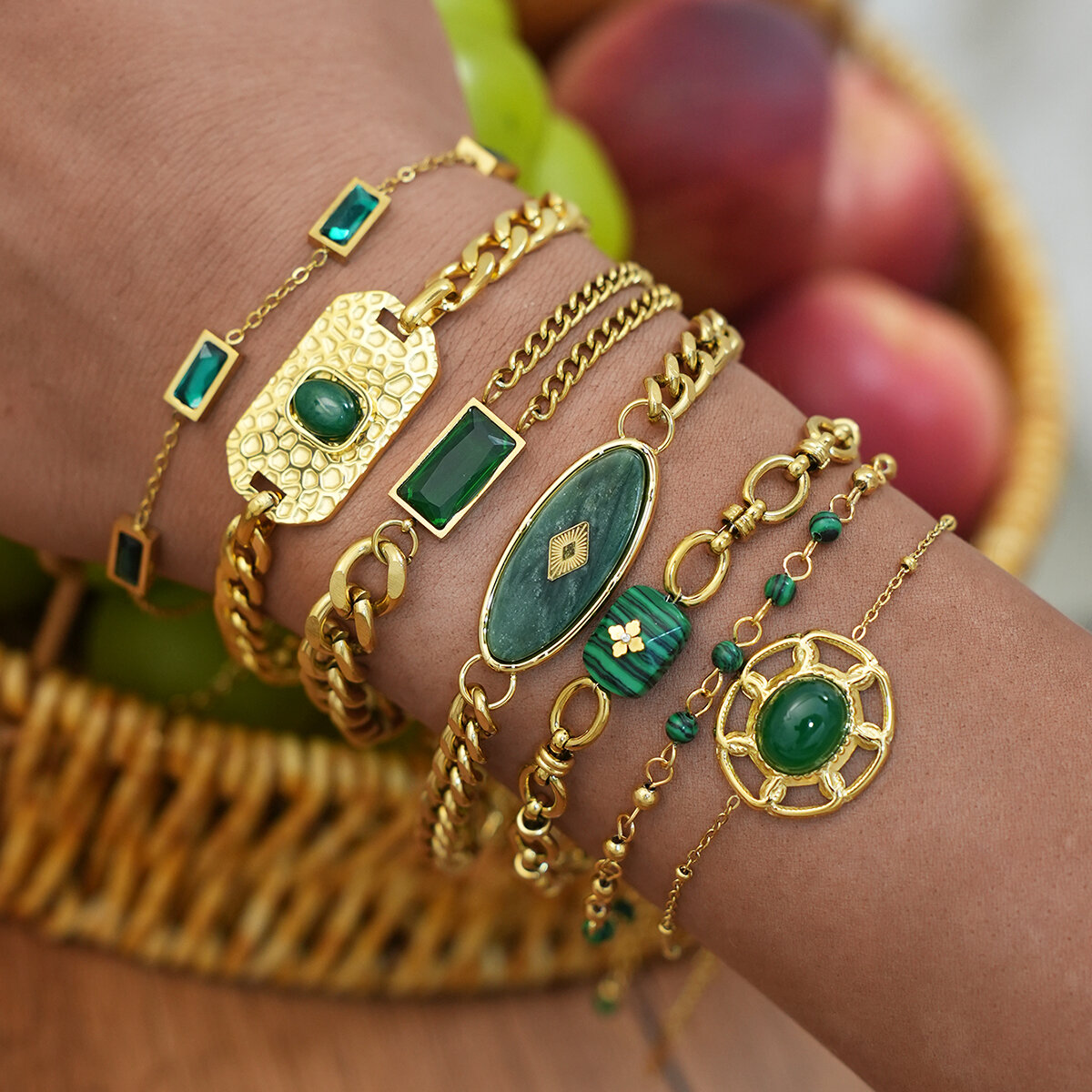 Braccialetti a catena da donna color oro impermeabili in acciaio inossidabile di forma irregolare retrò da 1 pezzo 2