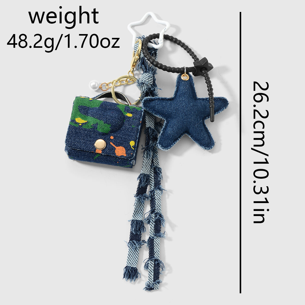 1 Stück Denim Star Lace Taschenanhänger h5 Bild2