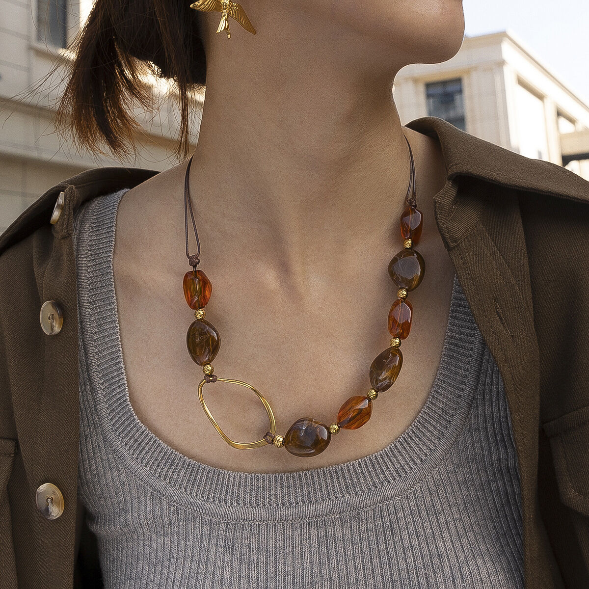 1 Piece Irregular Shape Acrylic Beaded Necklace Picture3